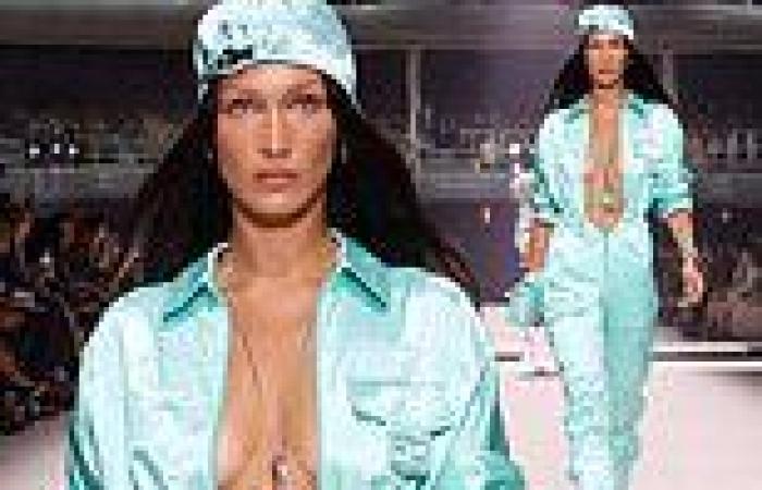 Saturday 10 September 2022 07:19 AM Bella Hadid flashes cleavage in a half zipped blue Fendi jumpsuit as she walks ... trends now