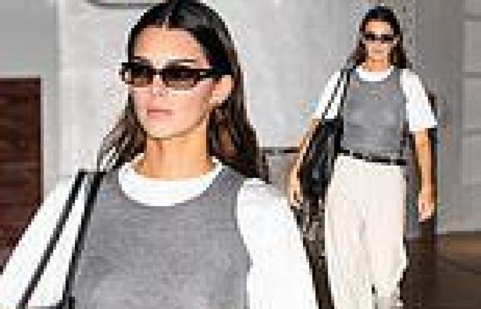 Sunday 11 September 2022 12:07 AM Kendall Jenner goes business chic in a grey tank top over a white tee after ... trends now