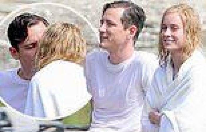 Wednesday 14 September 2022 08:23 PM Brie Larson plants a kiss on Lewis Pullman as they work on the LA set of ... trends now