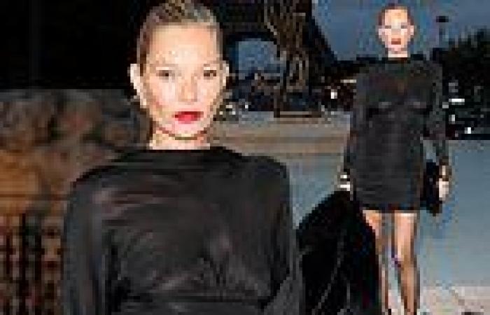 Tuesday 27 September 2022 07:56 PM Kate Moss goes braless in a chic black mini-dress at the Yves Saint Laurent ... trends now