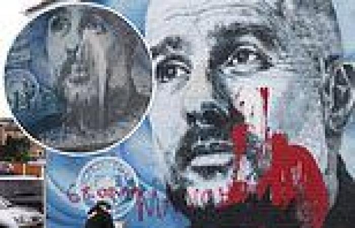 sport news Pep Guardiola's Manchester City mural is defaced for a SECOND time as red paint ... trends now