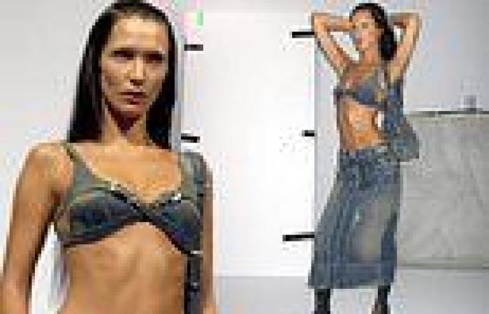 Friday 7 October 2022 05:43 PM Bella Hadid shows off her incredibly toned figure in a skimpy denim bralet trends now