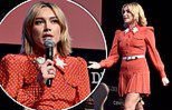 Saturday 19 November 2022 09:59 PM Florence Pugh dons red cowgirl mini dress with white knee-high boots trends now