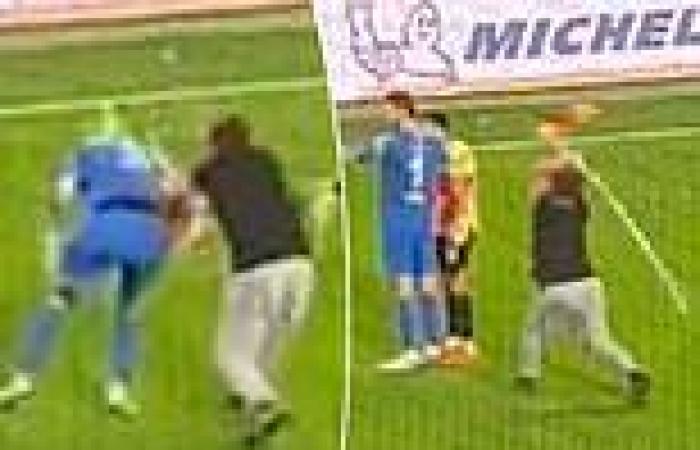 sport news Turkish derby descends into CHAOS as out-of-control fan attacks goalkeeper with ... trends now