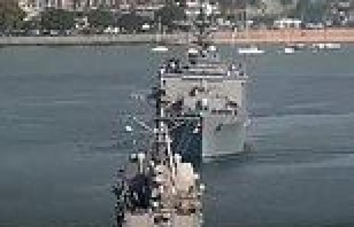 Moment $1.8BN destroyer almost COLLIDES with $324m Navy landing ship at major ... trends now
