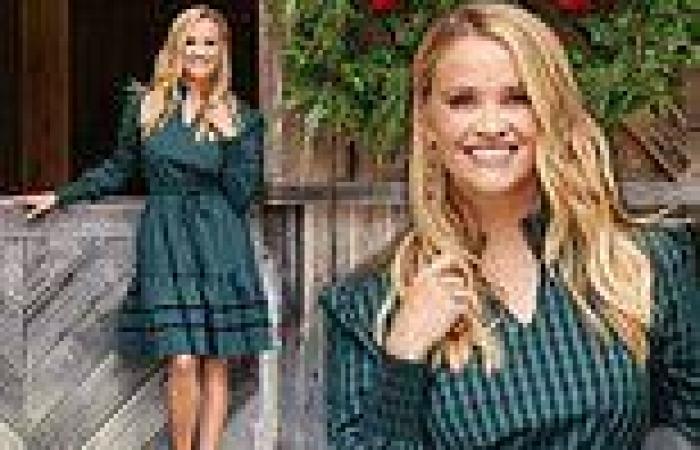 Reese Witherspoon, 46, looks festive in a green Christmas dress from her Draper ... trends now