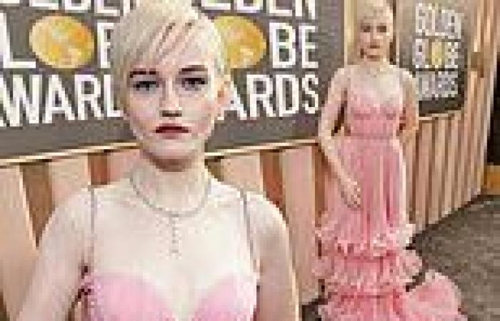 Golden Globes 2023: Julia Garner stuns in crystal-lined pink bustier gown on ... trends now