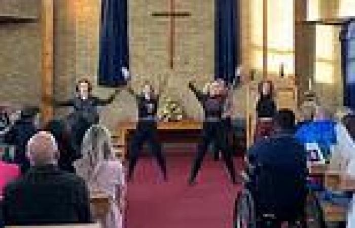 Moment flash mob bursts into funeral service dancing to Another One Bites the ... trends now