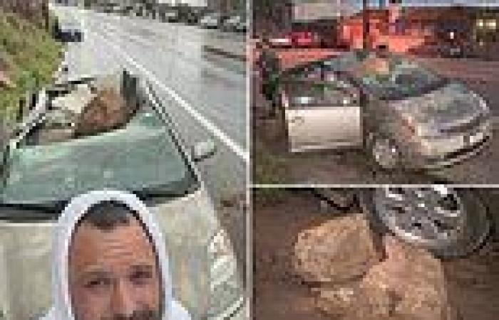 LA man speaks out after his car was completely crushed by a giant boulder in ... trends now
