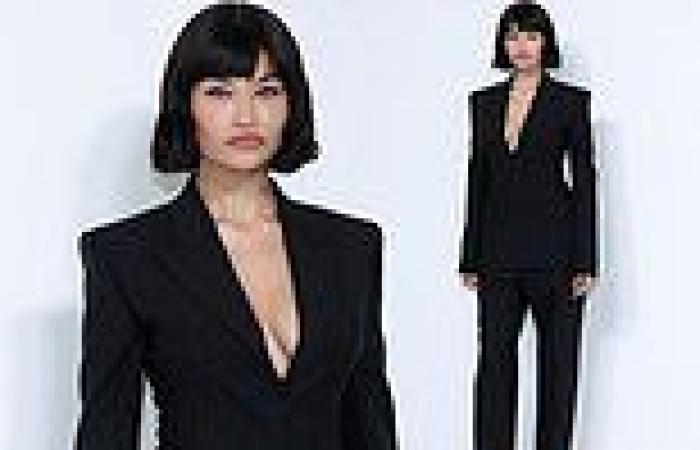 Shanina Shaik puts on a busty display in plunging blazer at the Givenchy ... trends now