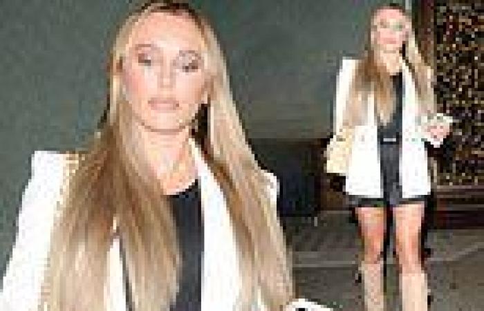 Amber Turner dons TINY black shorts and a white blazer as she departs restaurant trends now