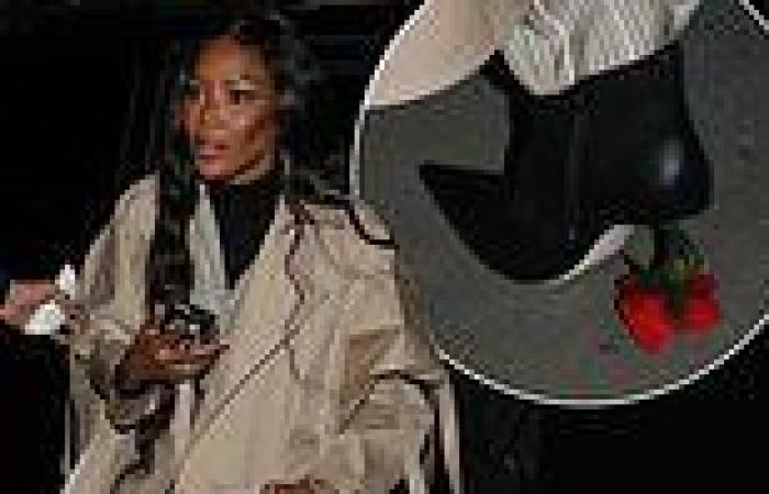 Naomi Campbell wears a pair of £1,500 rose heel boots by Loewe by Paris ... trends now