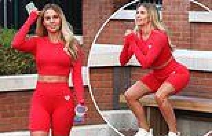 Danielle Lloyd flashes her abs in a tight red crop top and cycling shorts as ... trends now