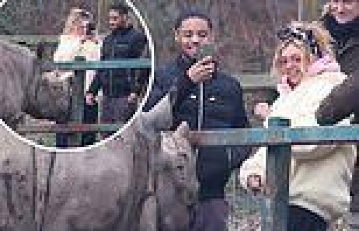 Jesy Nelson enjoys feeding rhinos with beau Zion Foster during a date at Port ... trends now