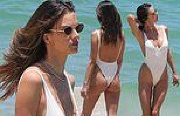 Alessandra Ambrosio puts her supermodel figure on display in one-piece white ... trends now