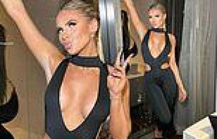 Chloe Burrows wows in an extreme plunging black jumpsuit as she parties in Miami trends now