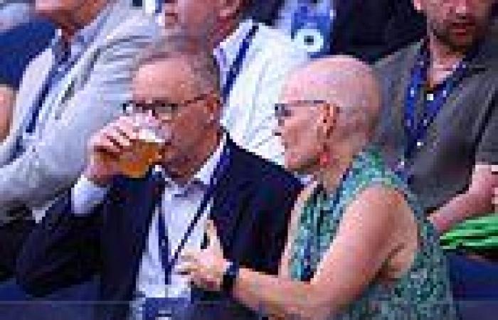 sport news Anthony Albanese enjoys a beer in the stands during Novak Djokovic's win at the ... trends now