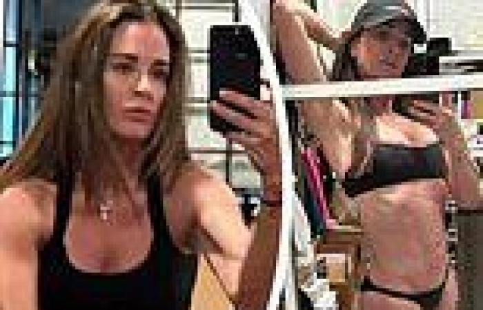 Kyle Richards shows off toned arms in black tank top during gym workout... ... trends now