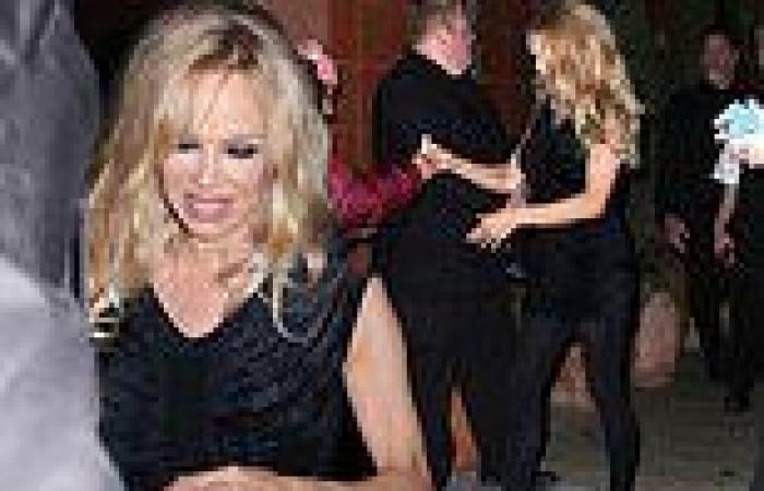 Pamela Anderson, 55, puts on a leggy display in a black mini dress trends now