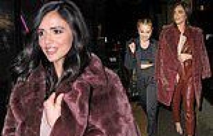 Lucy Mecklenburgh wows in a brown leather trouser suit and furry jacket trends now