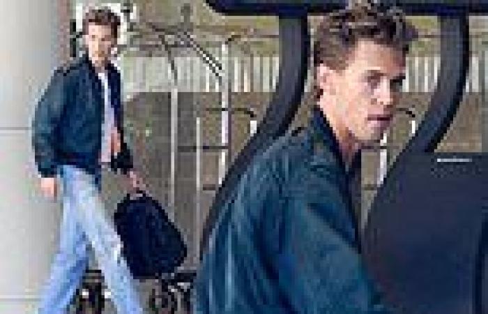 Austin Butler channels blue collar fashion in bomber jacket and vintage boots ... trends now