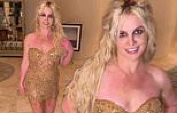 Britney Spears flaunts her curves in gold dress as she's 'MORTIFIED' for ... trends now