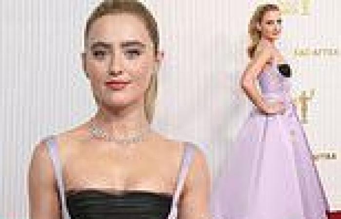Kathryn Newton looks stunning in lavender cocktail dress as she attends the SAG ... trends now
