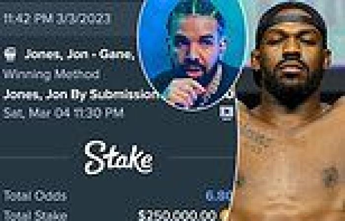 sport news Rap superstar Drake shares eye-watering £415,000 bet on Jon Jones to finish ... trends now
