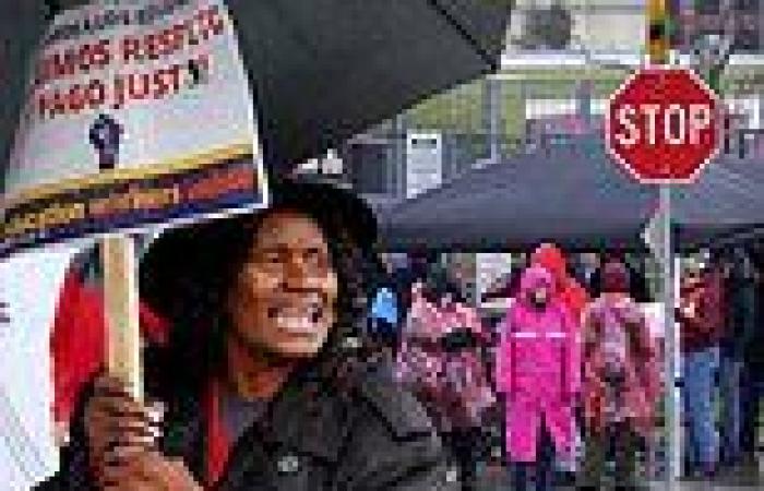 LA teachers defy the rain to descend on picket lines in three-day strike trends now