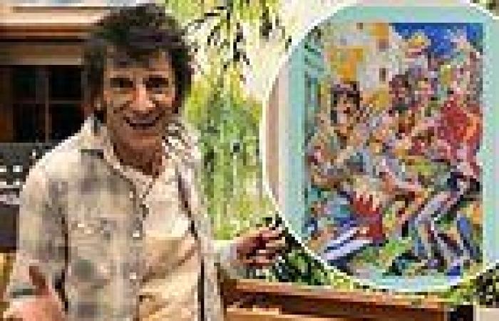 Ronnie Wood proudly unveils his new painting for sale of The Rolling Stones ... trends now