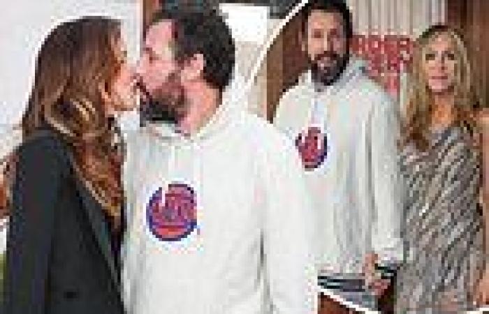 Adam Sandler plants kiss on model wife before cuddling Jennifer Aniston at ... trends now