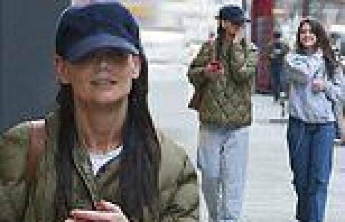 Katie Holmes looks casual chic in a quilted jacket as she walks in NYC with ... trends now