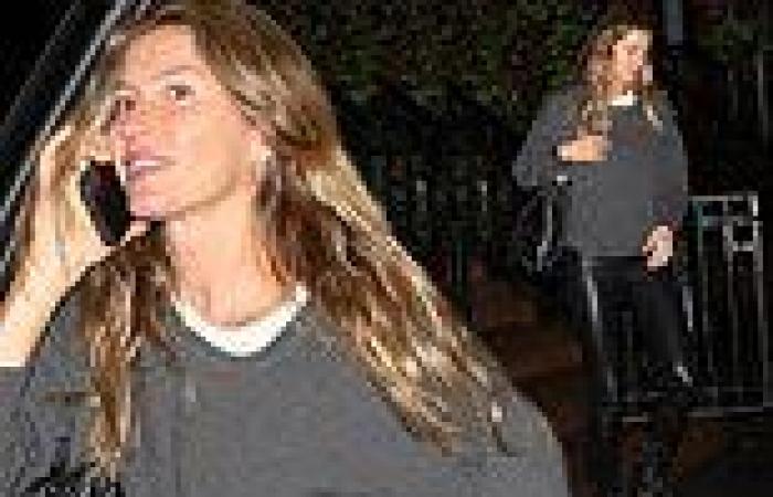 Gisele Bundchen looks effortlessly cool in black leather pants while arriving ... trends now