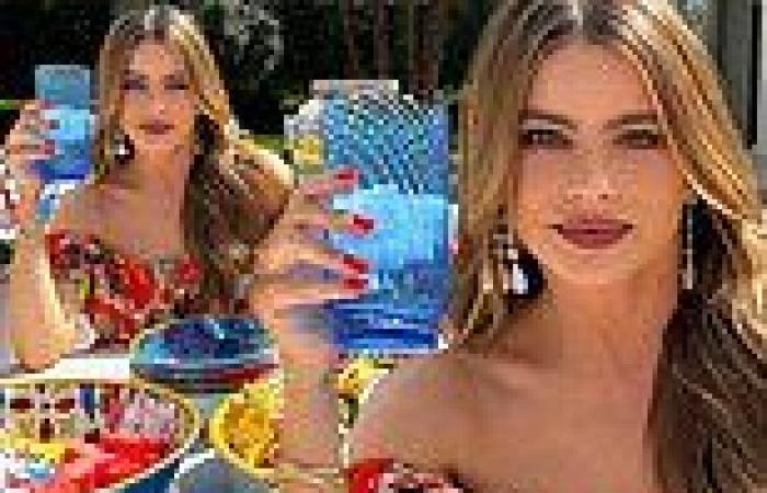 Sofia Vergara is radiant in an off-the-shoulder red patterned dress as she ... trends now