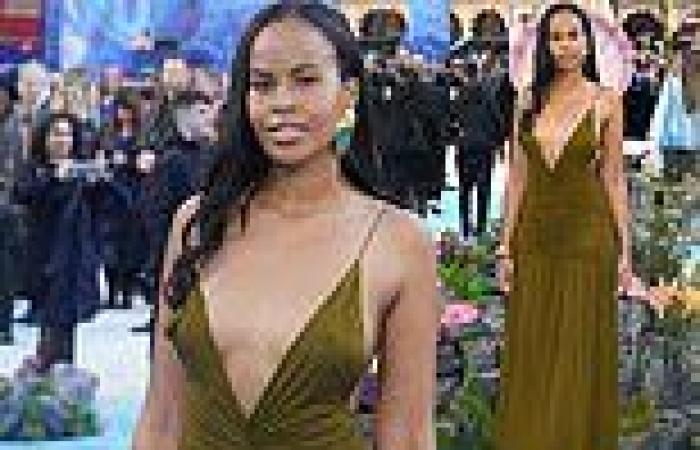 Sabrina Elba looks sensational in a plunging green gown at The Little Mermaid ... trends now