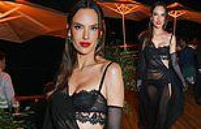 Alessandra Ambrosio wows in a racy sheer dress flashing a lace lingerie set at ... trends now