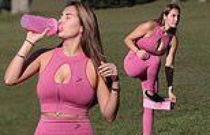Chloe Goodman shows off her 2.5 stone weight loss in skintight pink sportswear trends now