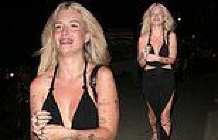 Lottie Moss puts on racy display in black cut-out dress with a daring ... trends now