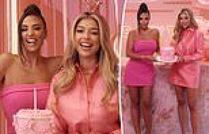 Glam Booby Tape co-founders stun in pink minidresses as they celebrate five ... trends now