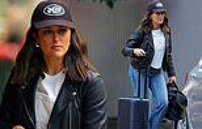 Sarah Abo cuts a chic figure as she leaves Today show studio in leather jacket trends now
