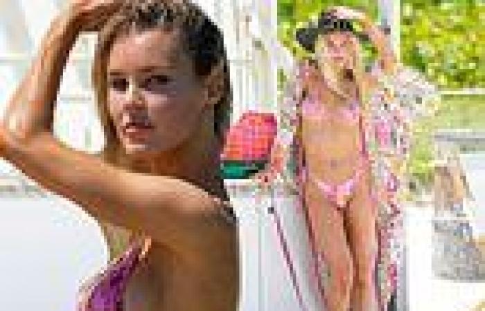 Joy Corrigan shows off her curves in floral pink string bikini as she enjoys ... trends now
