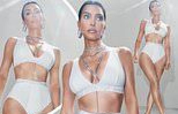 Kim Kardashian shows off her 24in waistline in a white bra and undies in new ... trends now