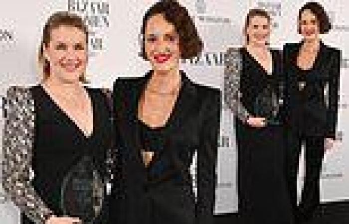 Phoebe-Waller Bridge looks elegant in a tailored black trouser-suit as she ... trends now