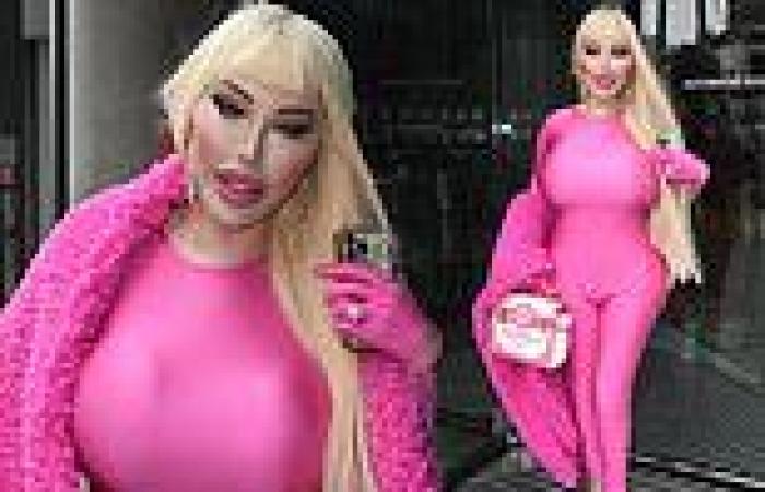 Jessica Alves shows off her surgically enhanced curves in a bold pink catsuit ... trends now