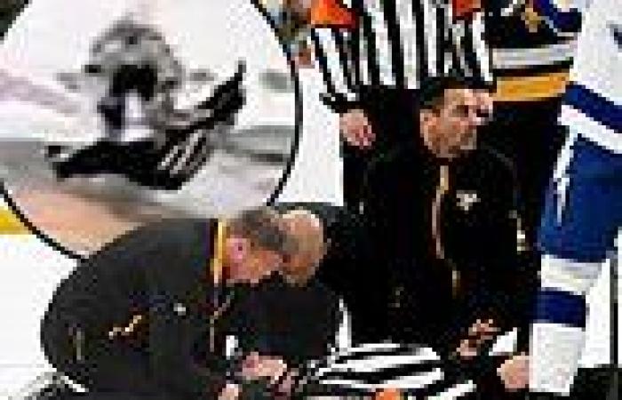sport news Terrifying moment NHL referee is stretchered off the ice following collision ... trends now