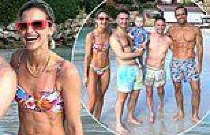 Vogue Williams shows off her ripped abs in a colourful bikini as she shares ... trends now
