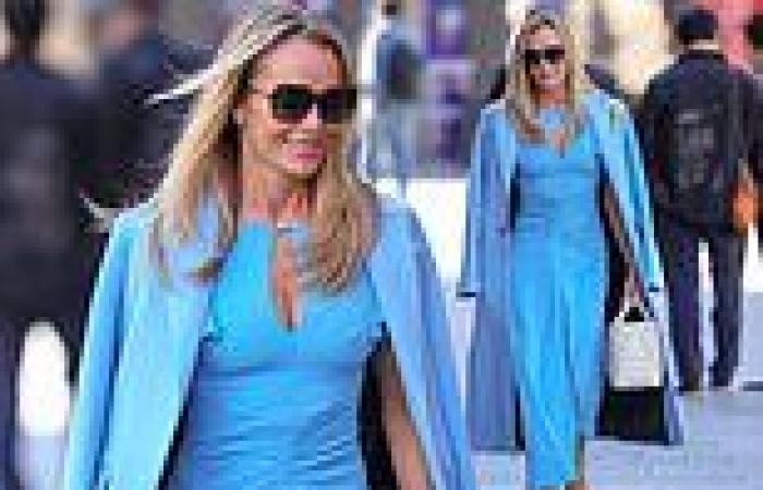 Amanda Holden goes braless in a clinging blue dress with a keyhole cut-out as ... trends now
