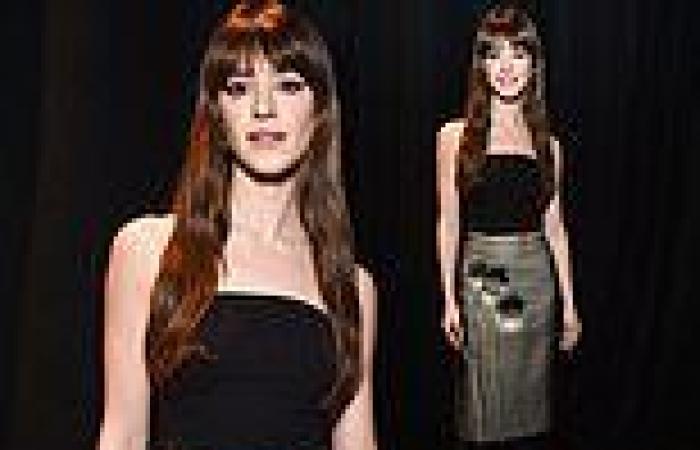 Daisy Edgar Jones oozes elegance in a strapless black top and chic skirt as she ... trends now