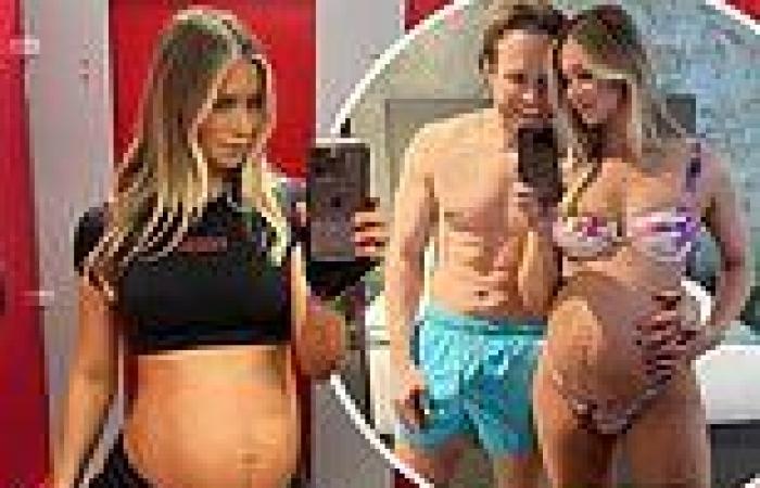 Olly Murs' pregnant wife Amelia shows off her bare bump in a black crop top and ... trends now