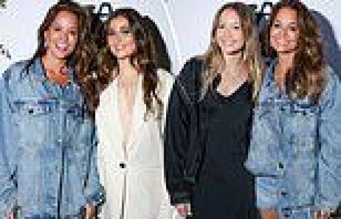 Brooke Burke, 52, poses with her mini-me daughters Sierra Sky, 22, and Heaven ... trends now